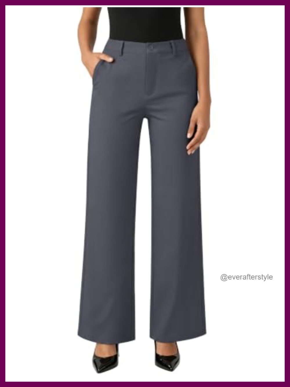 Wide Leg High Rise Stretch Dress Pants Business Casual Slacks